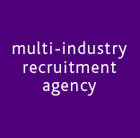 Logo of a multi-industry recruitment agency on a purple background.