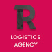Logo of R Logistics Agency with a bold R and pink background.