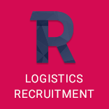 Logo with a stylized 'R' and text 'Logistics Recruitment' on a pink background.