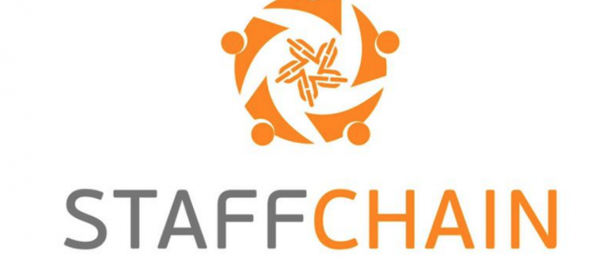 Logo for StaffChain Recruitment featuring connected figures around a plant.