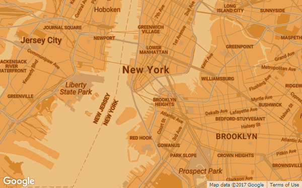Vintage-style map of New York City and Brooklyn.