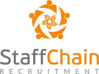 Logo of TaffChain Recruitment with orange and gray colors.