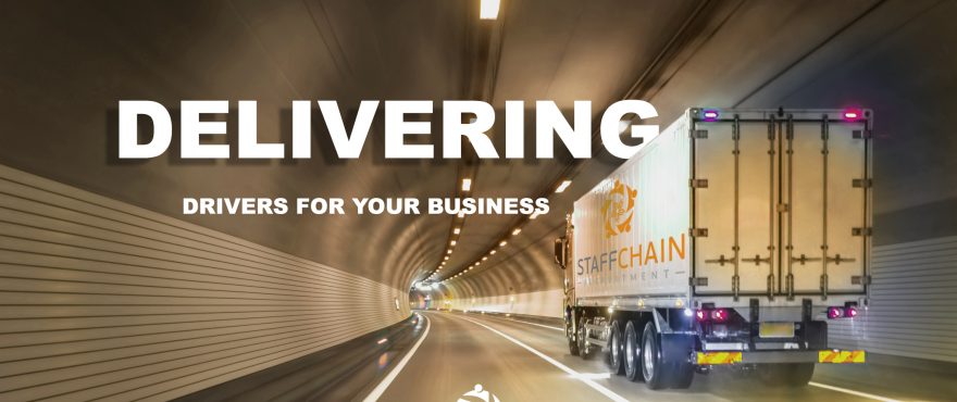 Truck delivering goods inside a tunnel with motion blur effect.